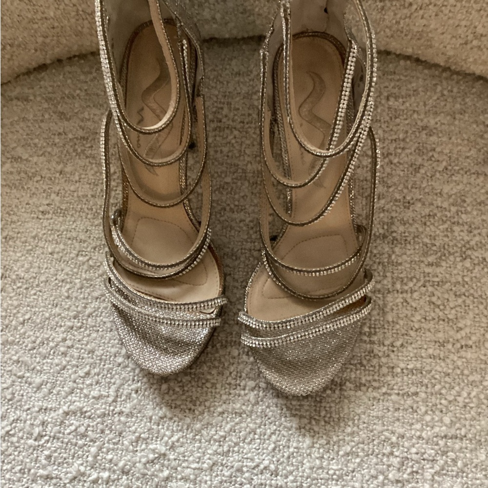 Nina Silver Rhinestone Stiletto Heels